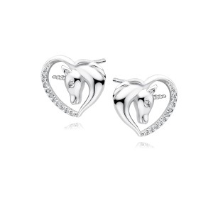 Cercei argint Unicorn si inima cu pietre DiAmanti Z1730ER_W-DIA (Argint 925‰ 1,9 g.)